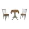 International Concepts Round 42 in Dual Drop Leaf Table, 2 Emily Side Chairs, Hickory/Stone, 42 W, 42 L, 29.5 in H, Wood K41-42DP-C617P - alternate 6